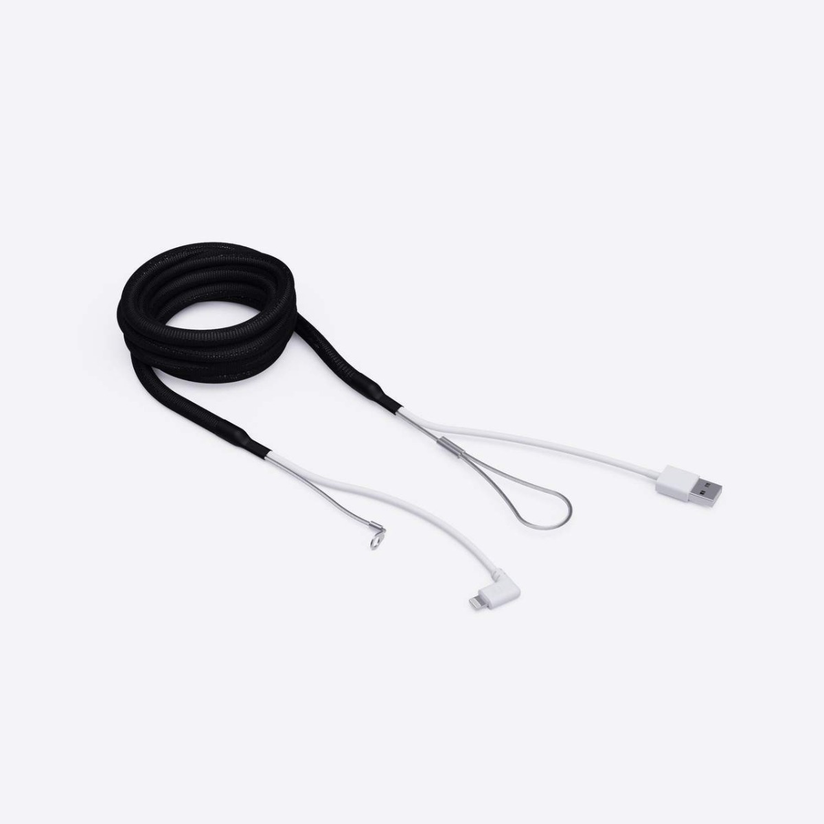Verstärktes MFI-geprüftes 2 m langes Lightning to USB-A Kabel, schwarz
