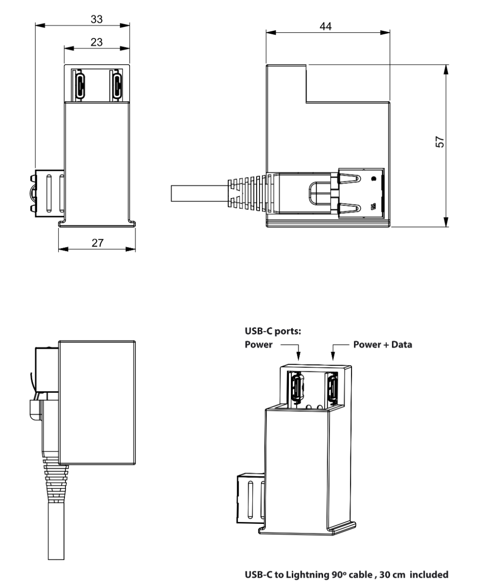 sCharge PoE Fit met Lightning connector DE